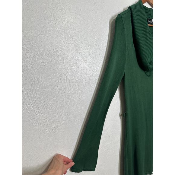 VTG Frederick’s of Hollywood Cowl Neck Body Sweater Dress S Forest Green Glam - Picture 2 of 11